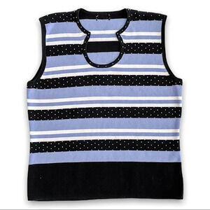 𝅺VINTAGE Funky Purple Black White Striped Sequined Tank